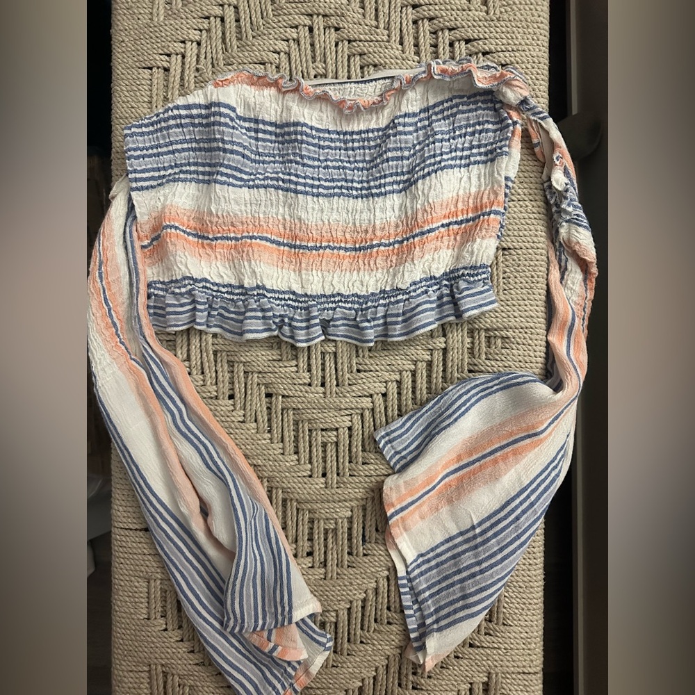 Off The Shoulder Striped Crop Top